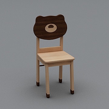 优梵艺术童趣简约北欧全实木儿童学习椅家用靠背实木椅小凳子380E3D模型
