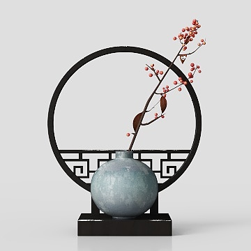 新中式花瓶-蓝色圆花瓶