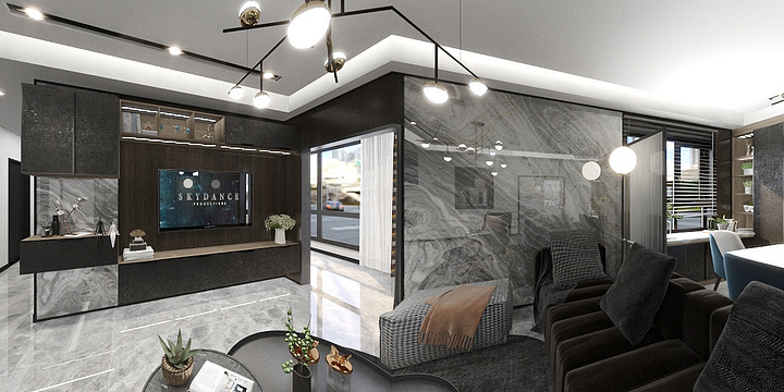 室内3D全景图-欧郡源里套四双卫121m²装修效果图