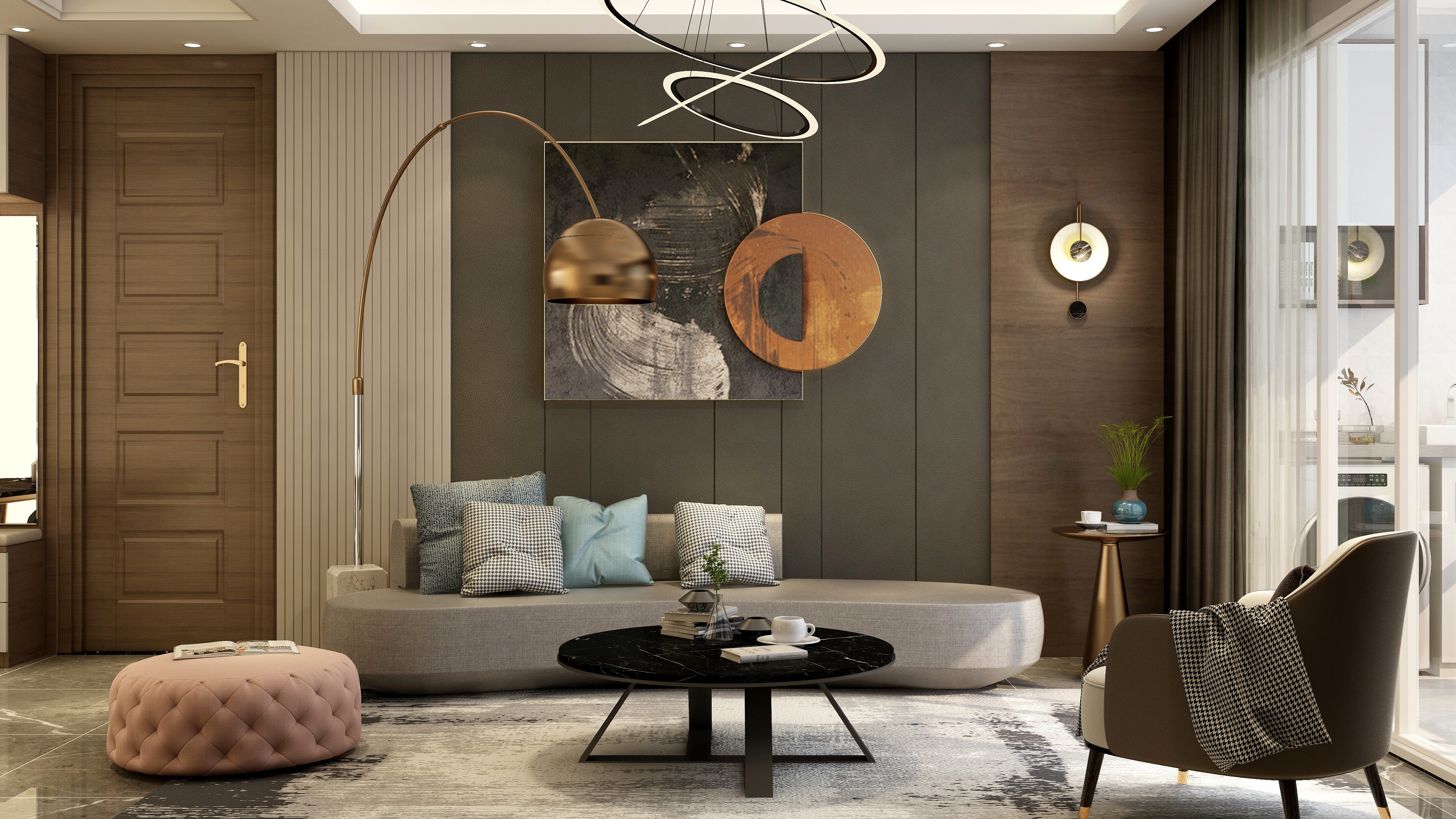 李佳洋-开封龙亭晋安苑现代简约客餐厅装修效果图