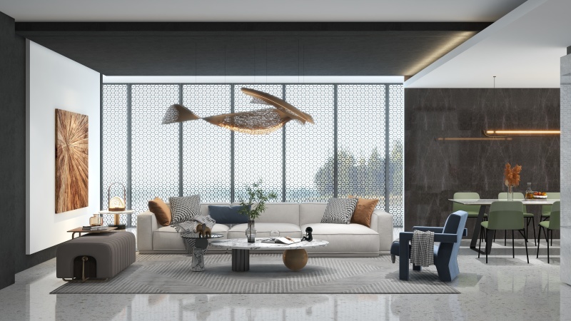 Modern Transitional Living Room with Neutral Tones