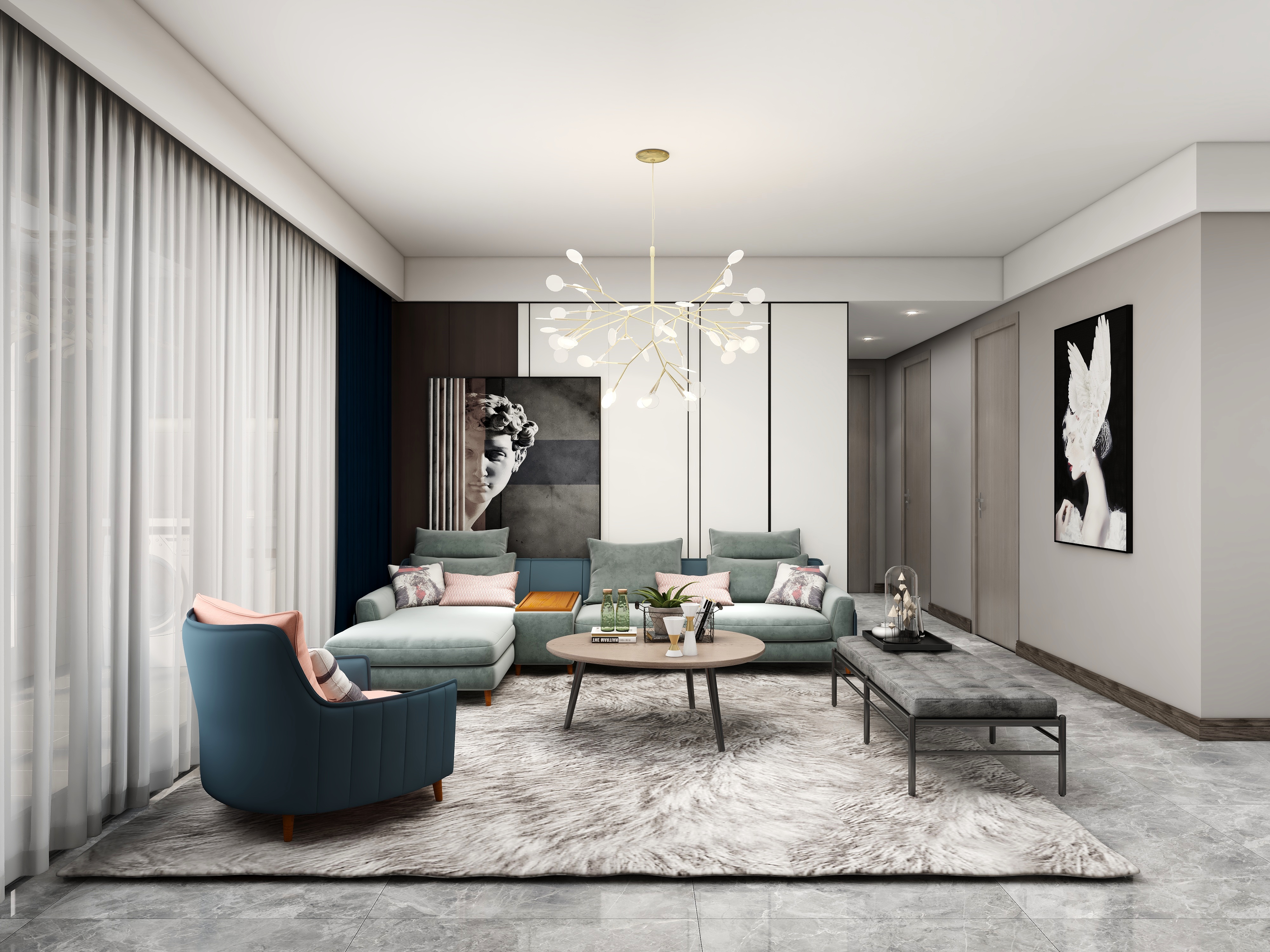 至简名设一钱春-118平现代风格三居室装修效果图