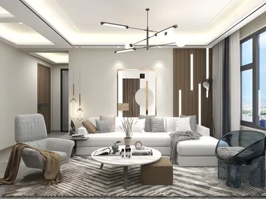 一品设计YP-76m²现代公寓装修效果图