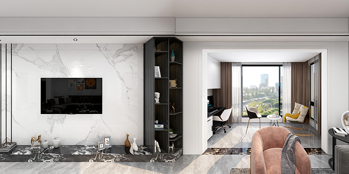 何处有-水悦龙湖现代冷色系-装修设计方案