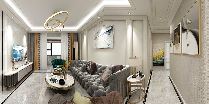 李欣洋设计师-天津鸿坤理想城美式轻奢设计方案-装修设计方案