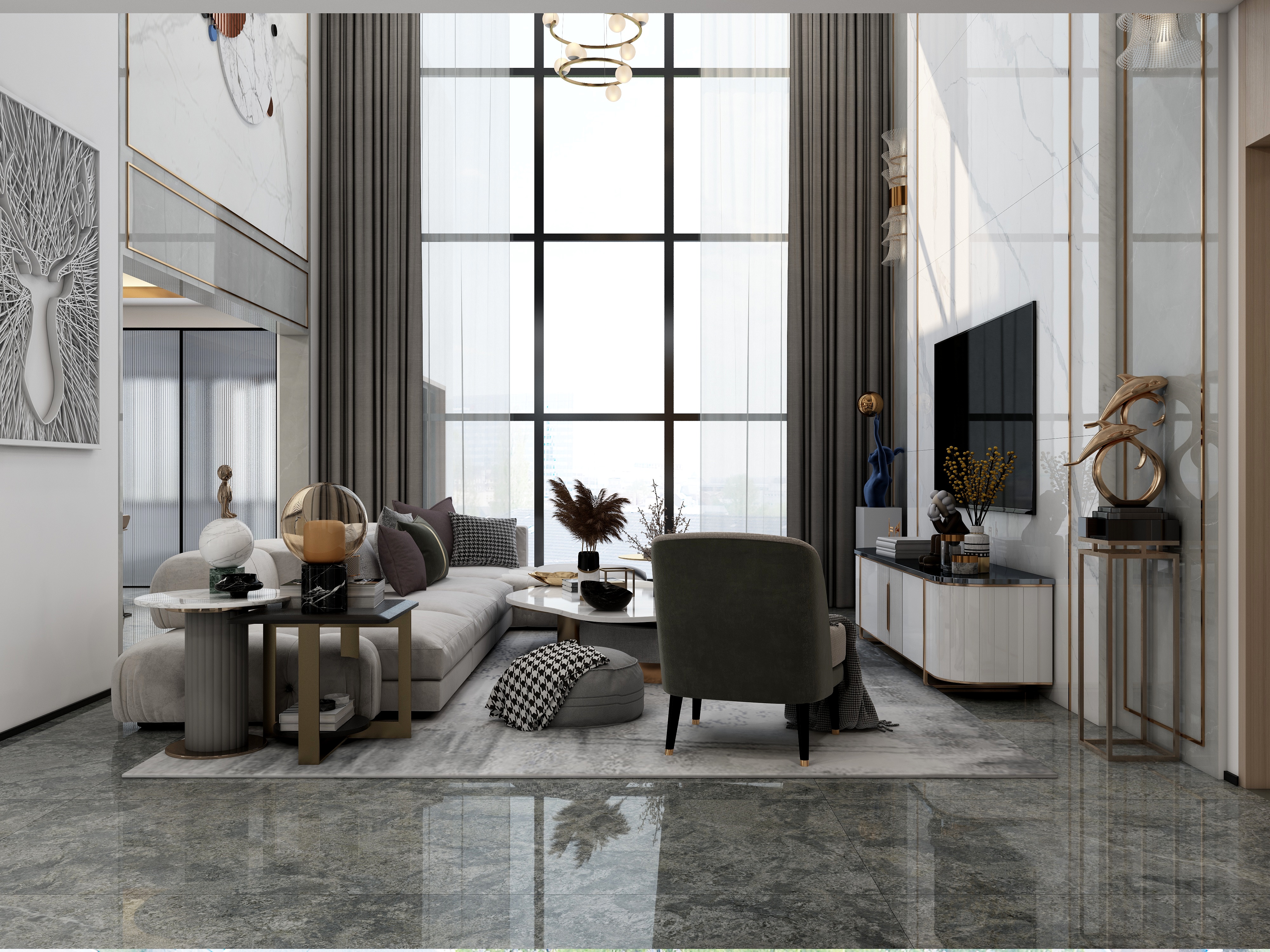 ۞效果图FkYD-客餐厅-艾伦堡石（CSN24045AS）-装修设计方案