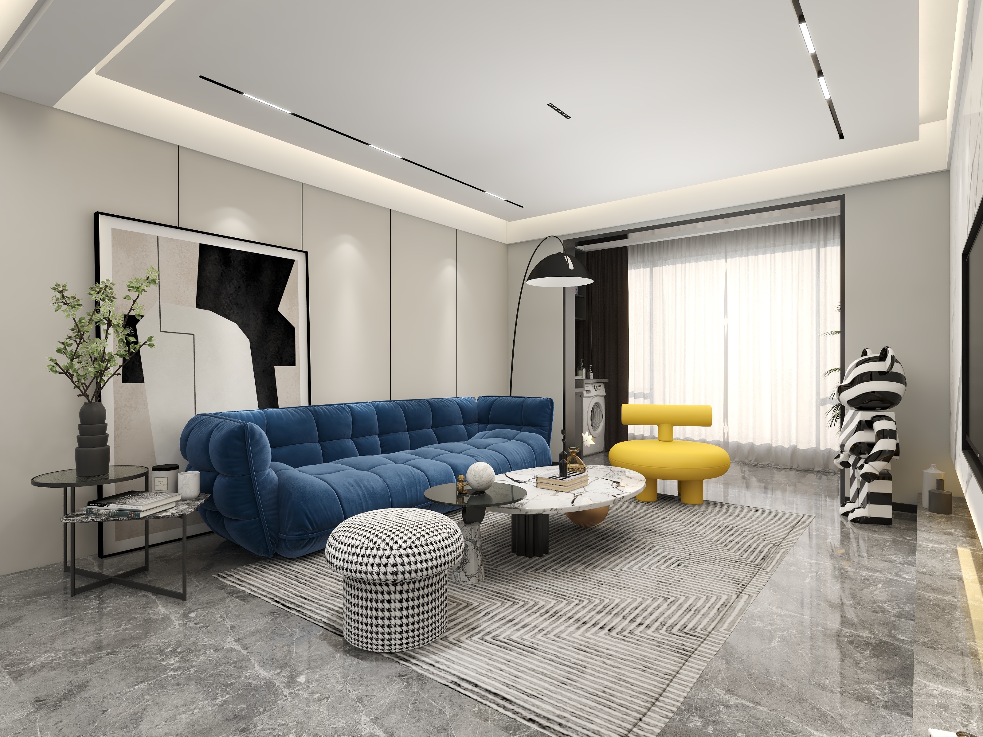 效果图案例方案-现代简约三居室装修效果图