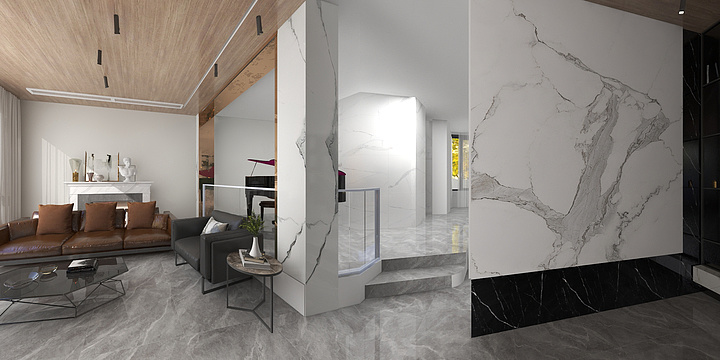 别墅大宅设计陈如生-世茂上游别墅效果图一层客厅-副本-副本-装修设计方案