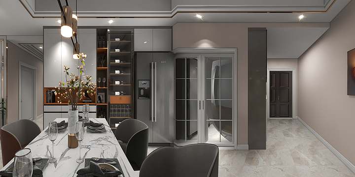 唤尔冰开-客餐厅-现代暖轻奢-装修设计方案