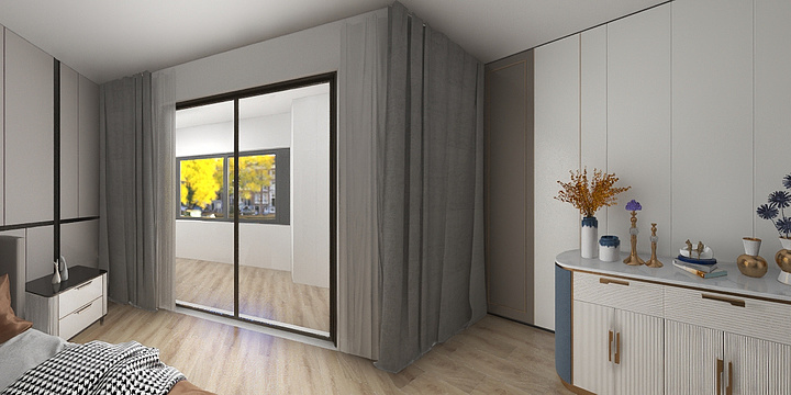 别墅大宅设计陈如生-世茂上游别墅效果图三层主卧室及客房-装修设计方案