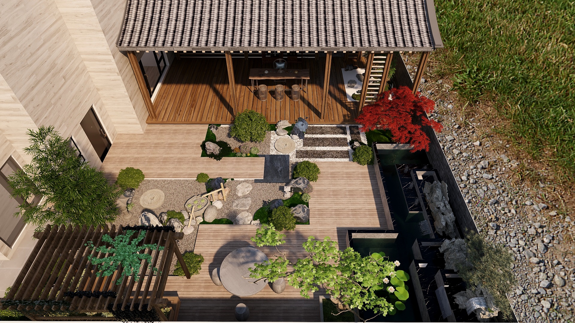 可宜景运-150平米中日混搭楼顶花园-装修设计方案