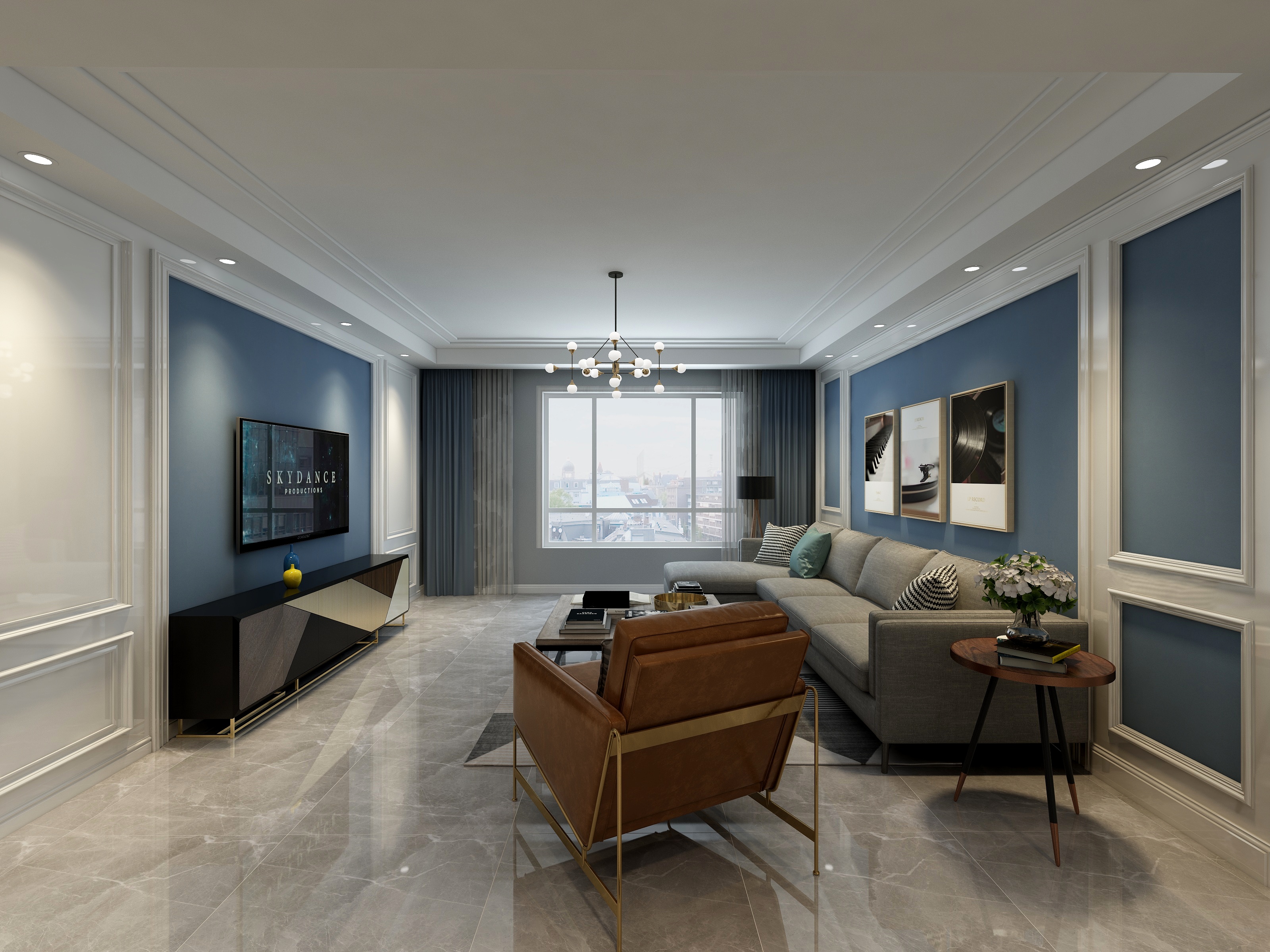 刘腾-书香名邸北欧美式混搭风装修效果图