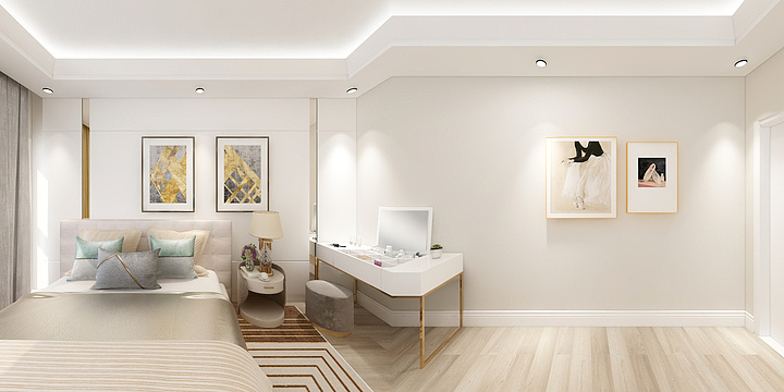 保定万鑫装饰-轻奢女孩卧室-装修设计方案