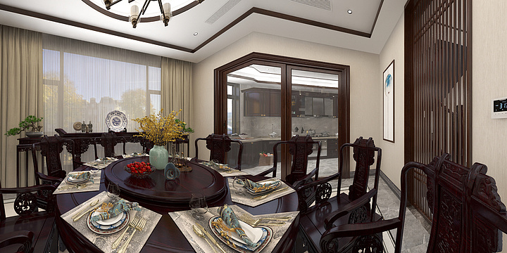 吴明慧-【新中式】164m²-方总-设计方案一-装修设计方案