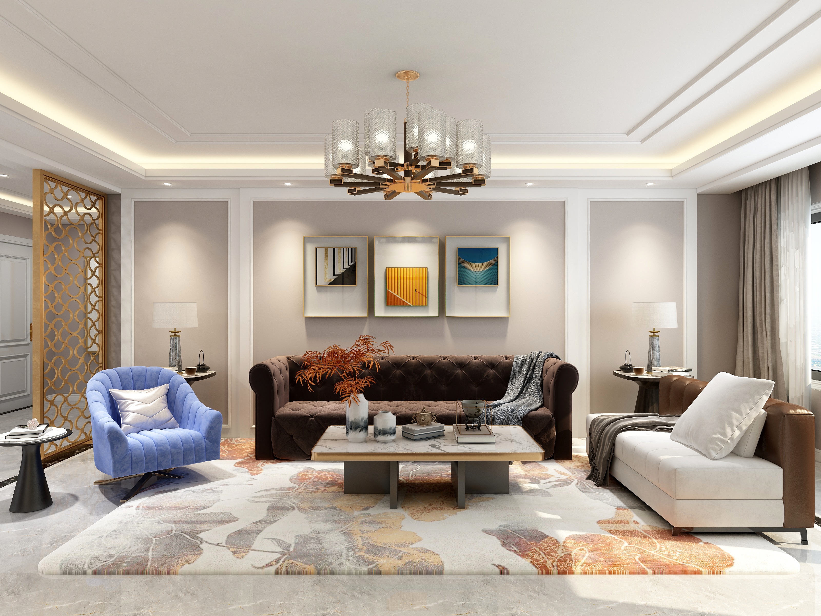 湛智华-简美146平3房绿水蓝天装修效果图