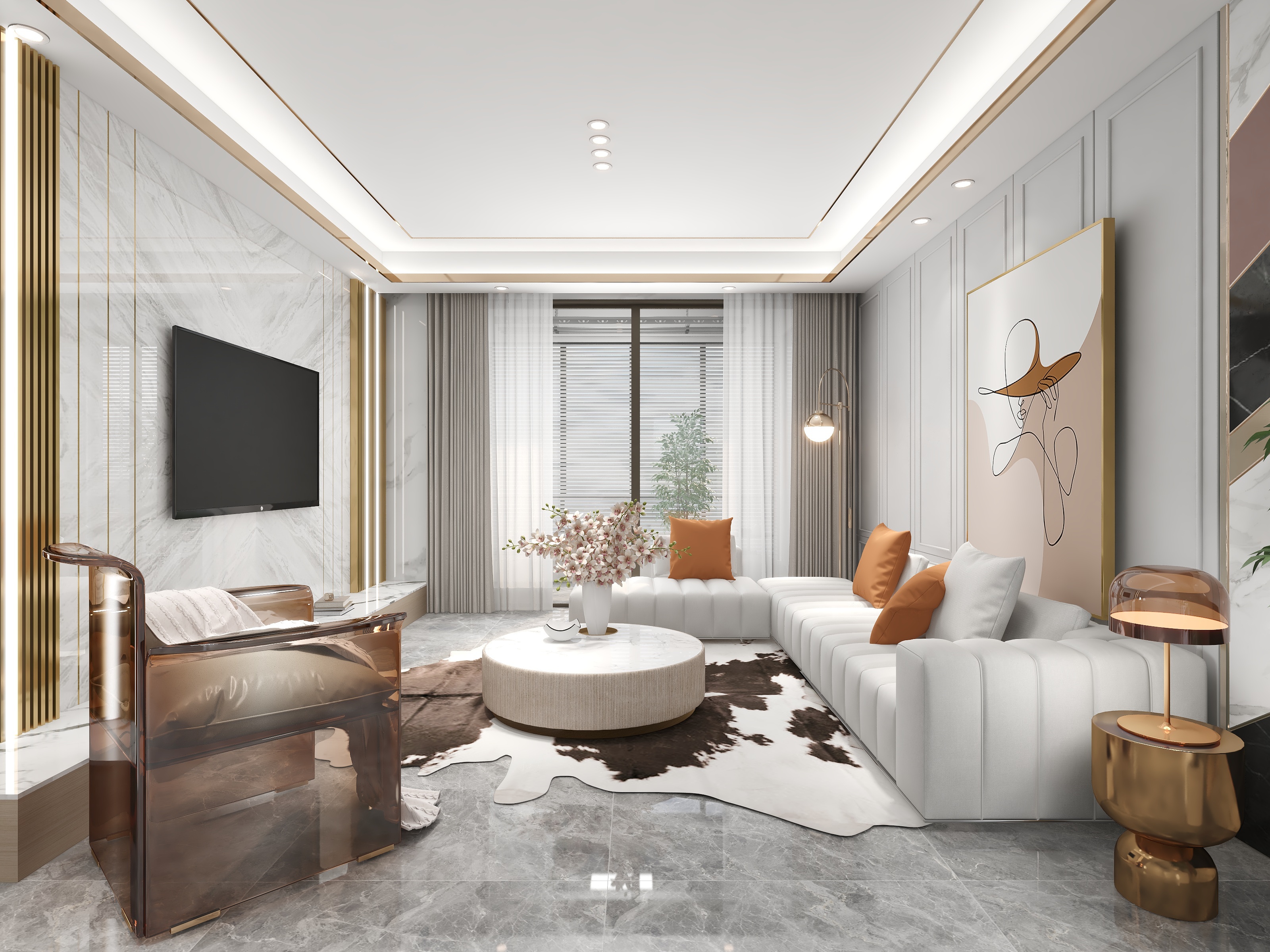 陈辉-125平方现代轻奢风格3居装修效果图