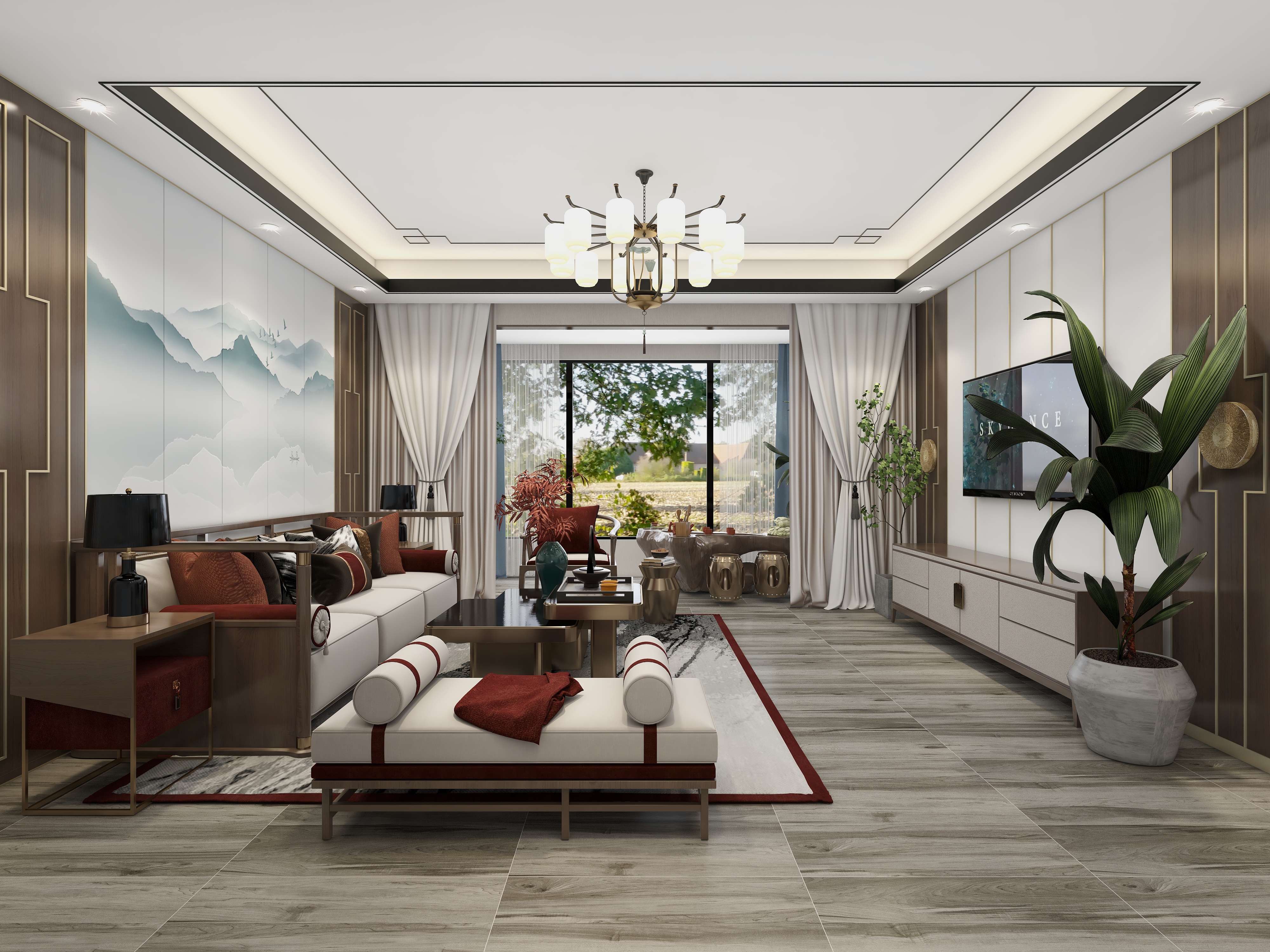 李青越-新中式四房设计W装修效果图