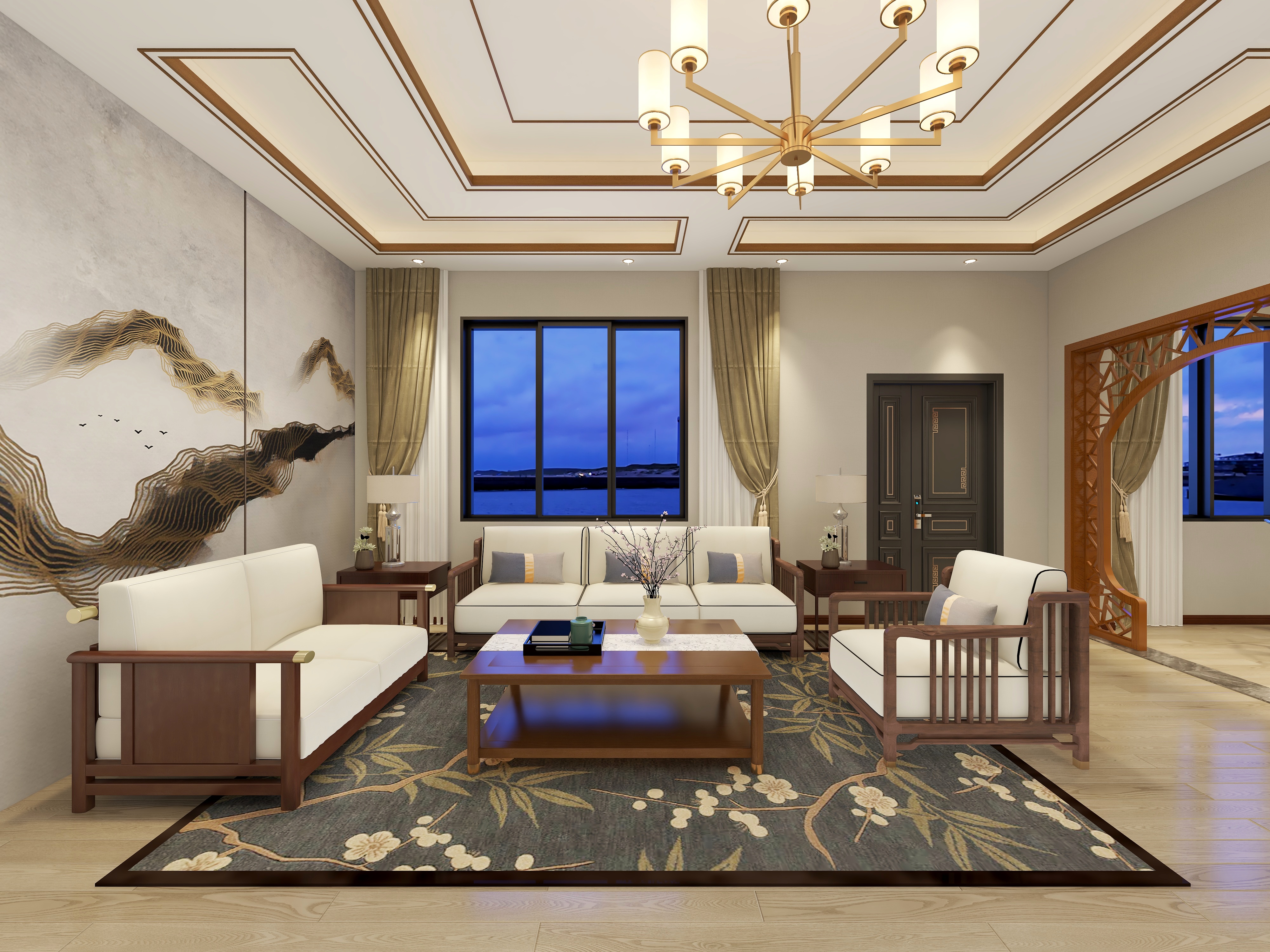 宋博-中式客餐厅装修效果图