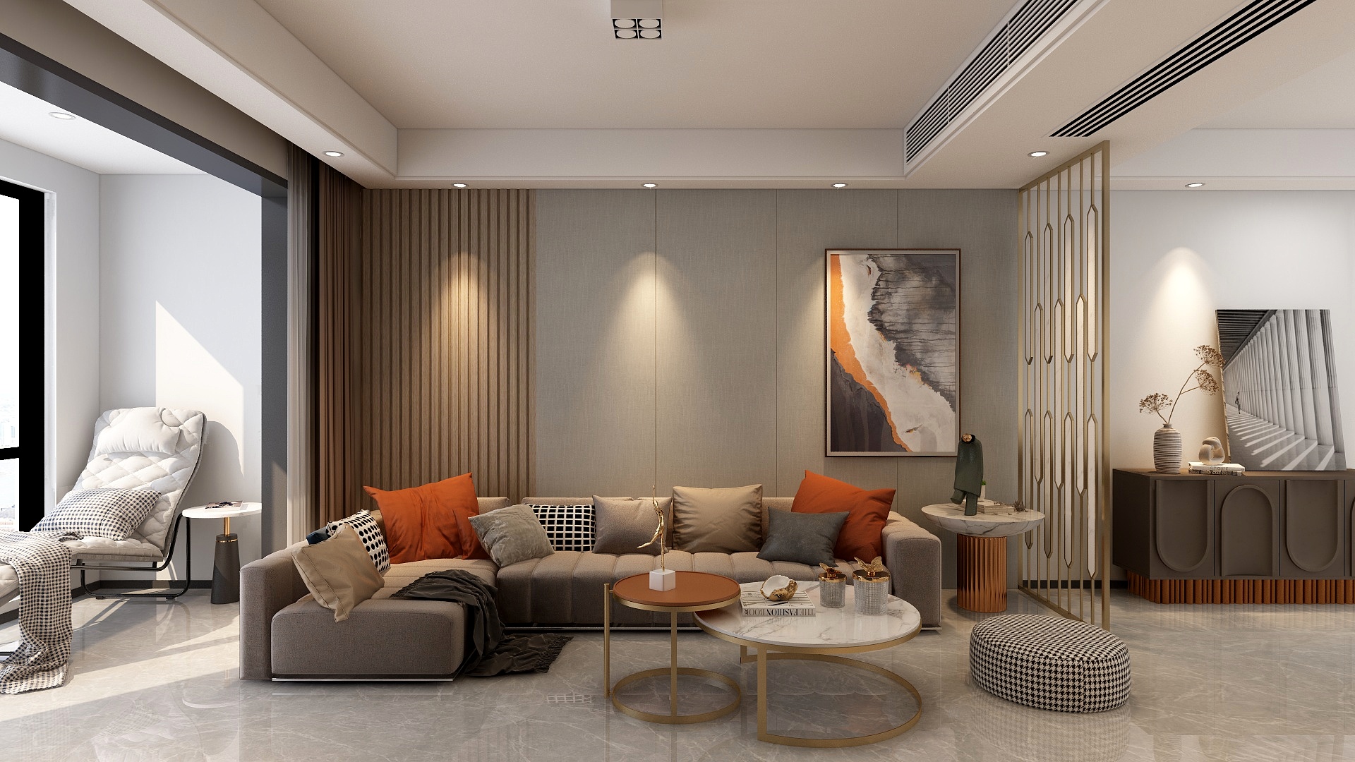 STARS星空设计-113方现代风格两厅三居装修效果图