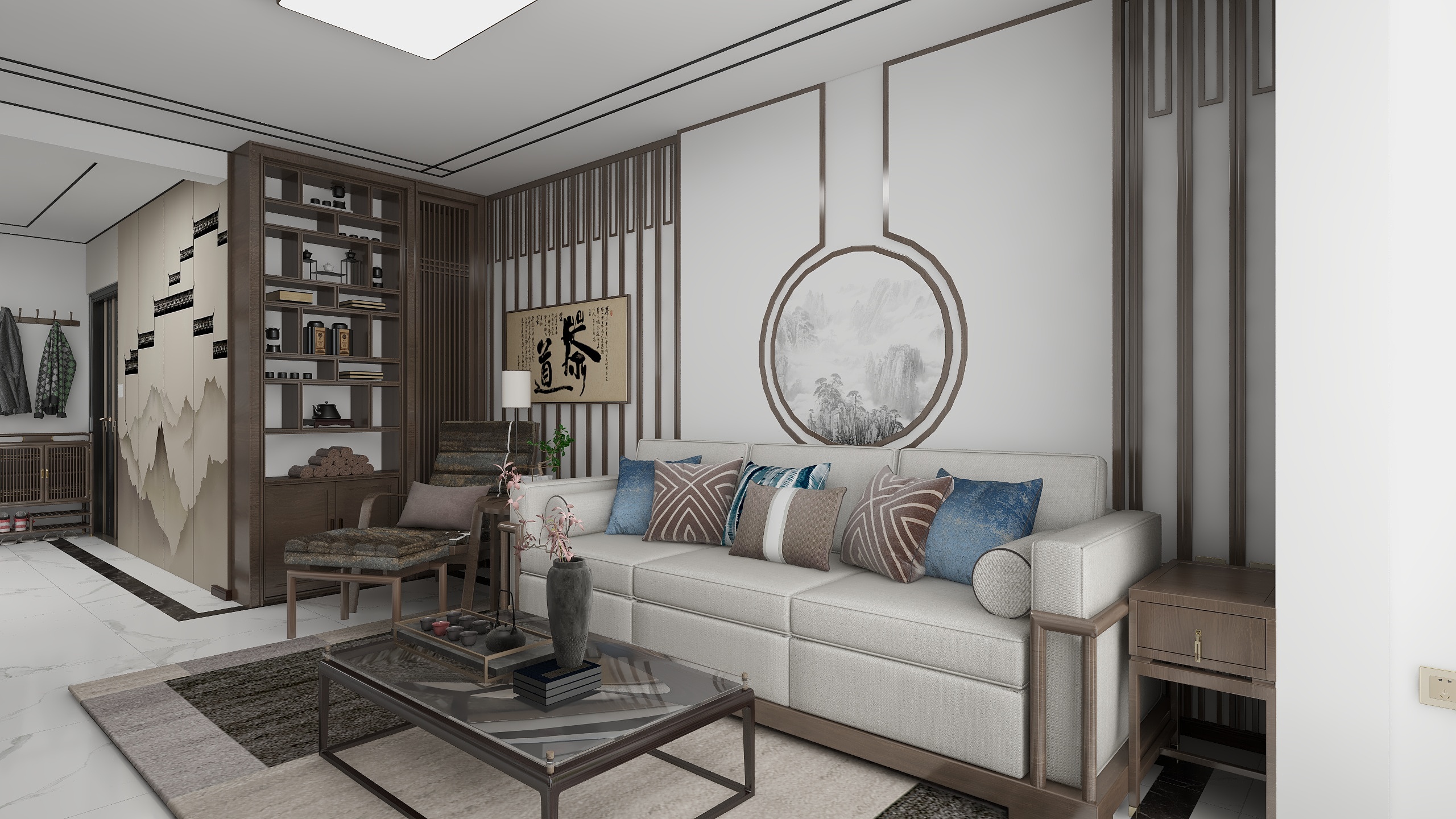 皓博雅铭设计-加华印象街2居室极简新中式简装装修效果图
