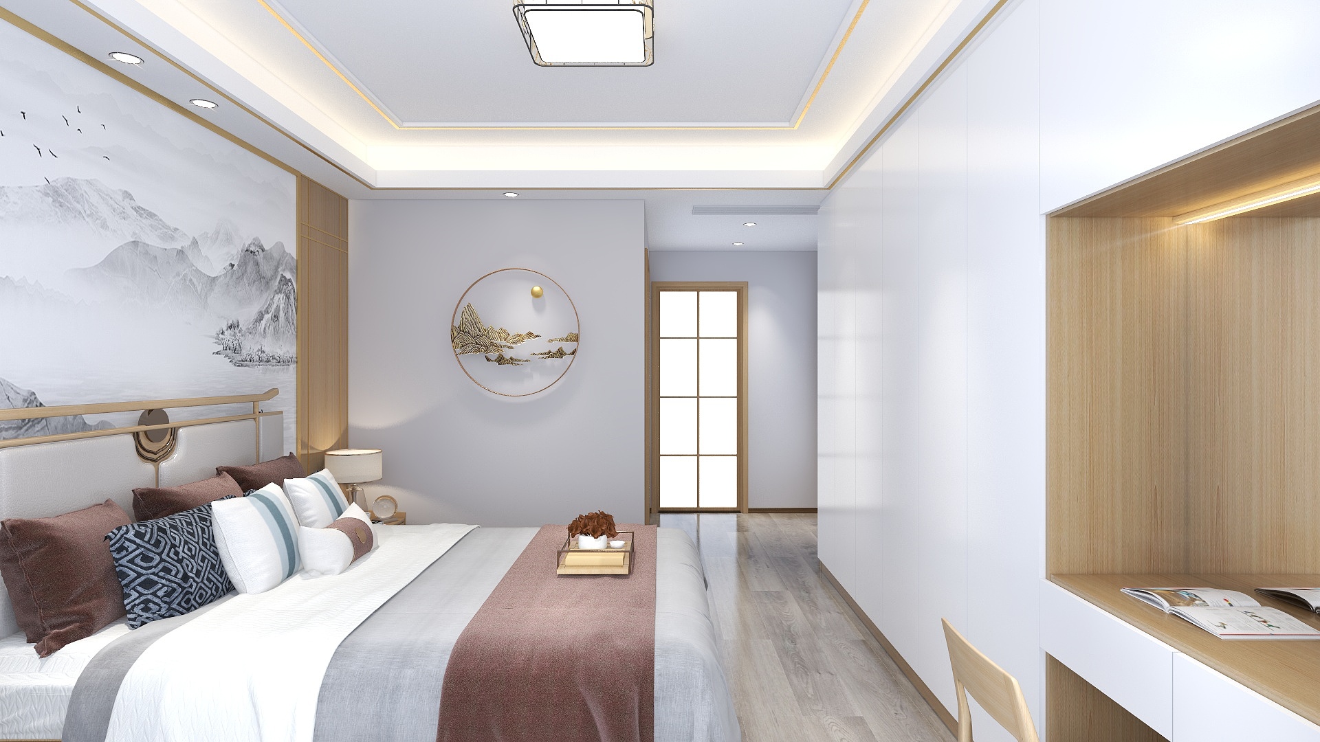 刘安明-三层原木禅意新中式装修效果图