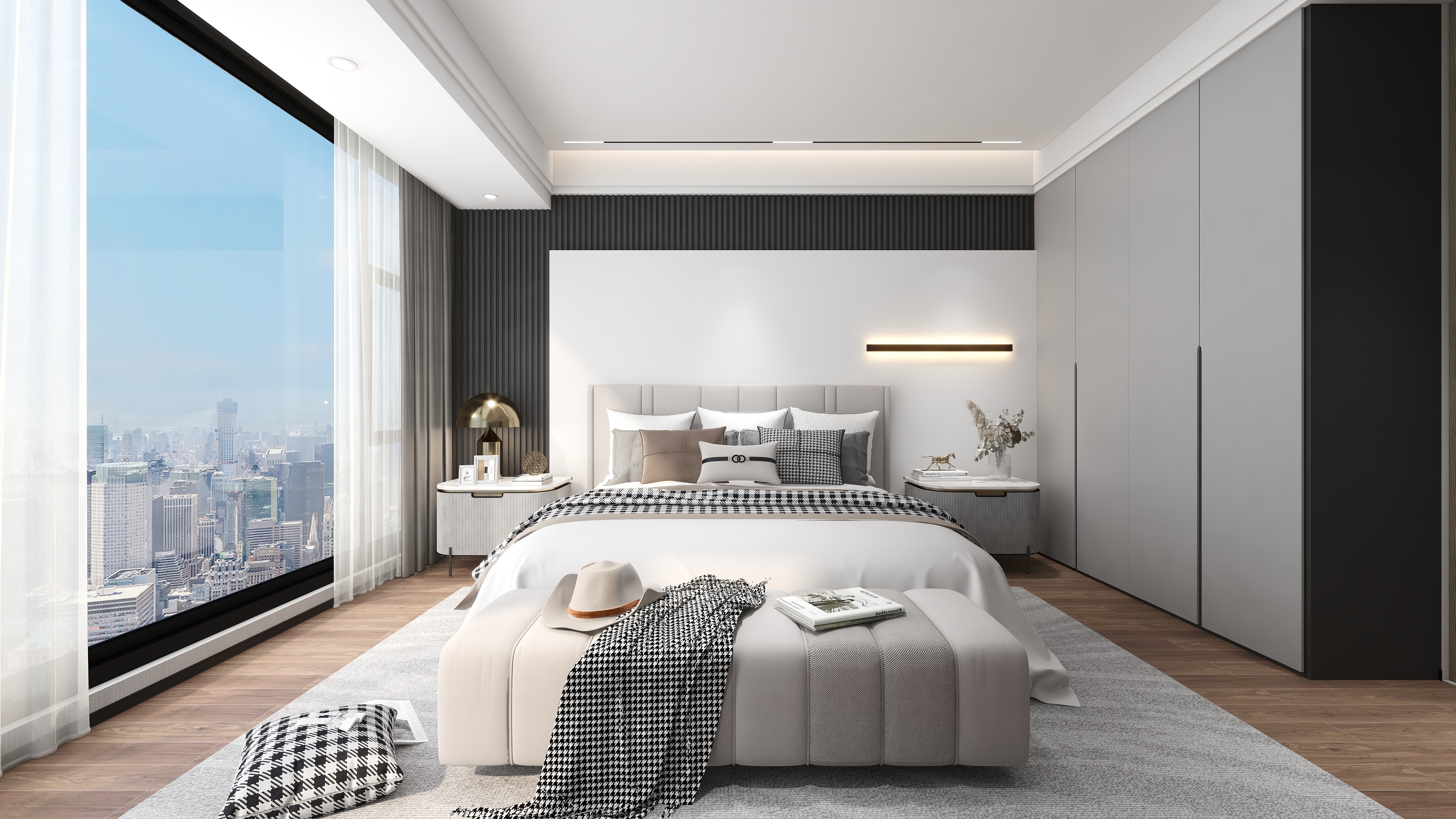 设计师丨胡月平-《瑞康花园》现代别墅二层|150㎡三居装修效果图