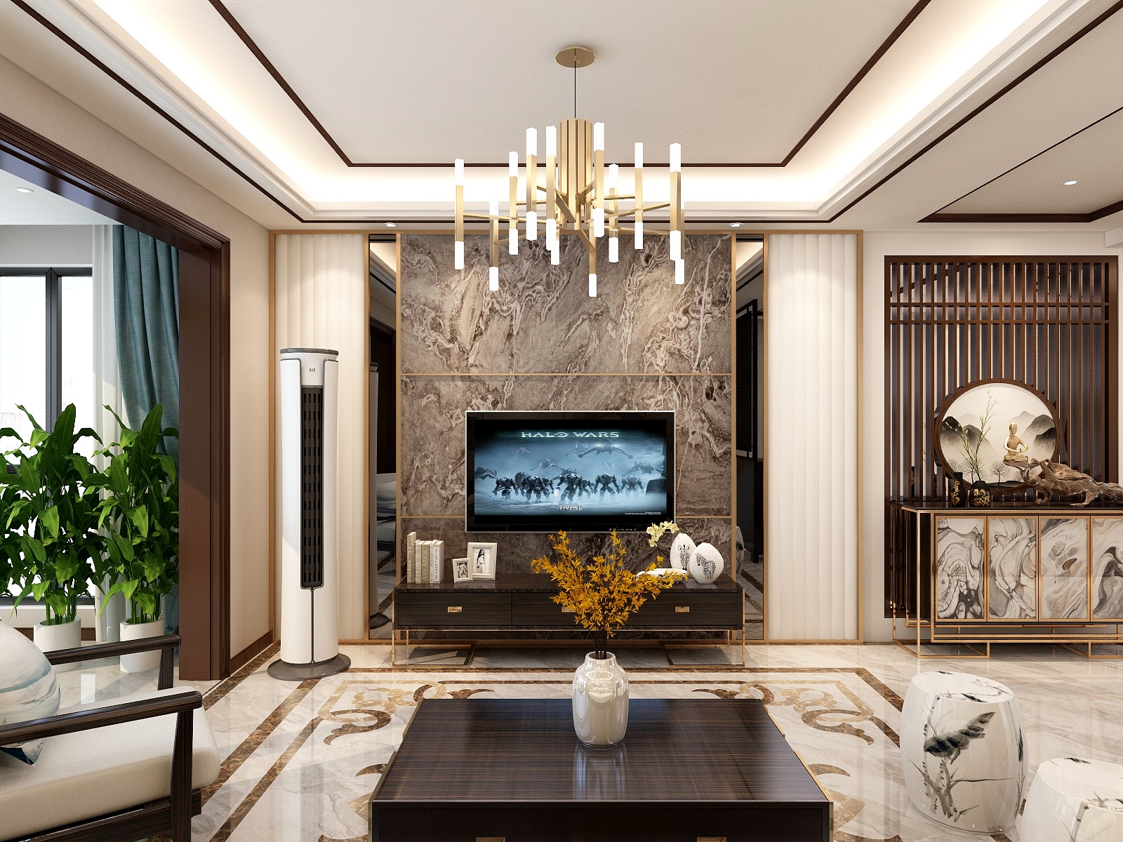 湛智华-新中式134平3房装修效果图