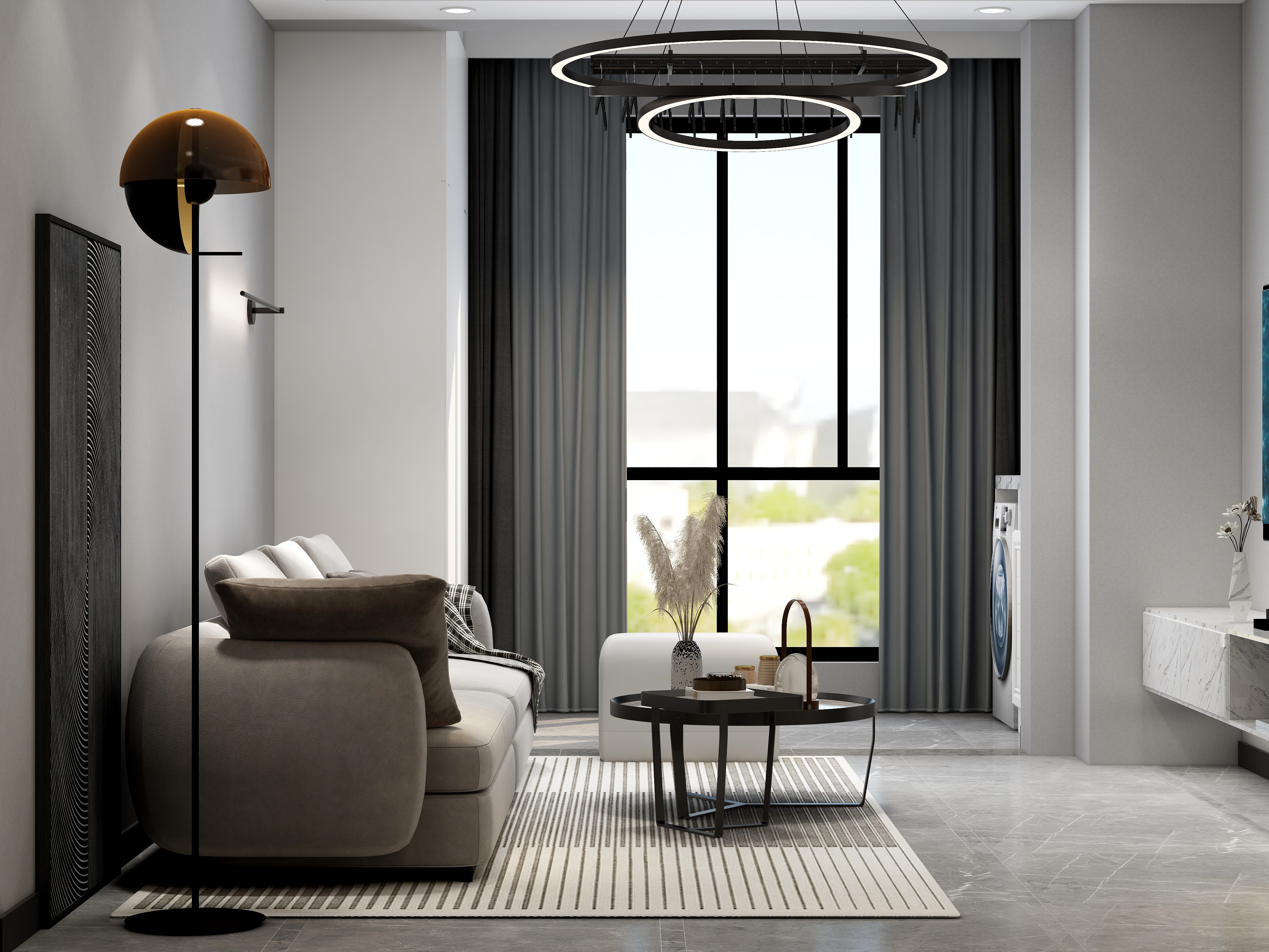 李佳洋-现代风格—黑白灰80m²三房两厅装修效果图