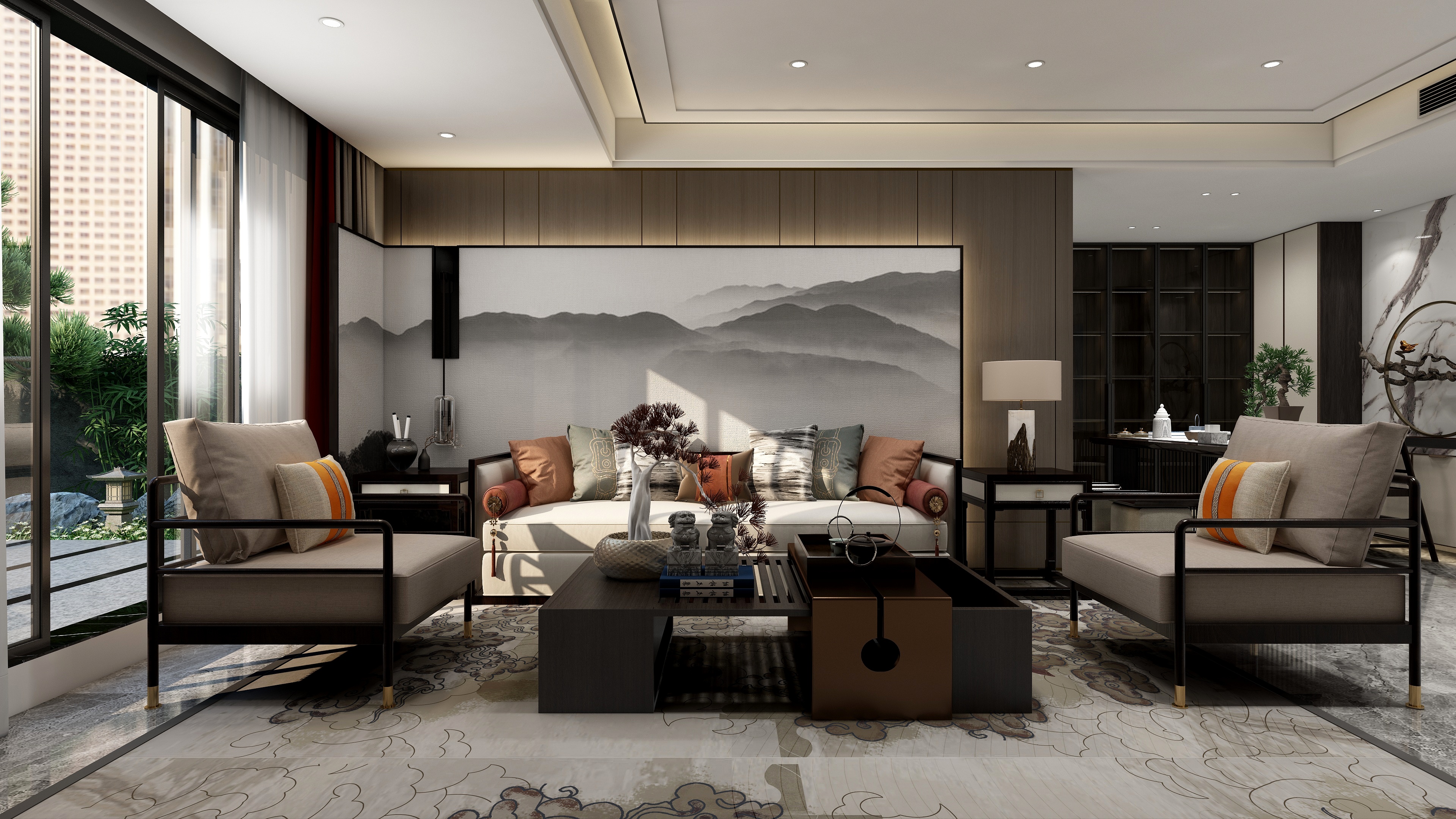 徐国瑜-【云雾敛】-新中式220平复式装修效果图