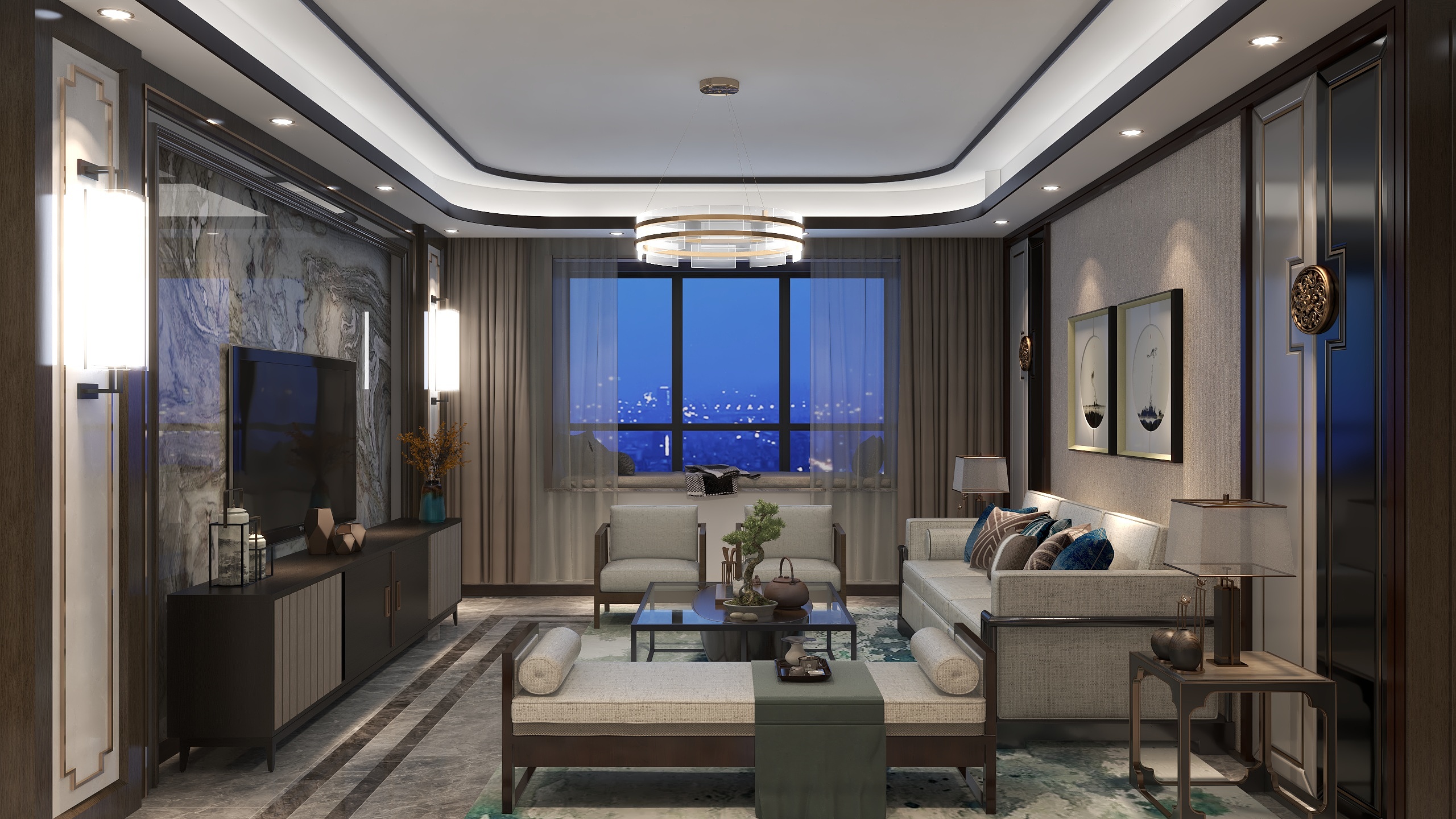 云起设计丨云起-《灰榛》新中式丨135m²装修效果图