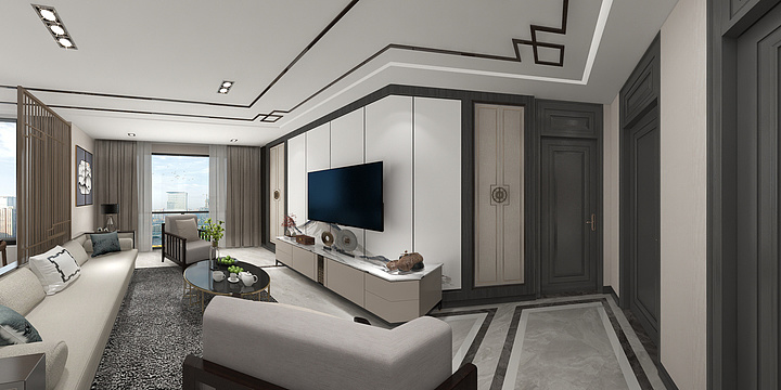 秦雪娟-首钢鎏云大道新中式-装修设计方案