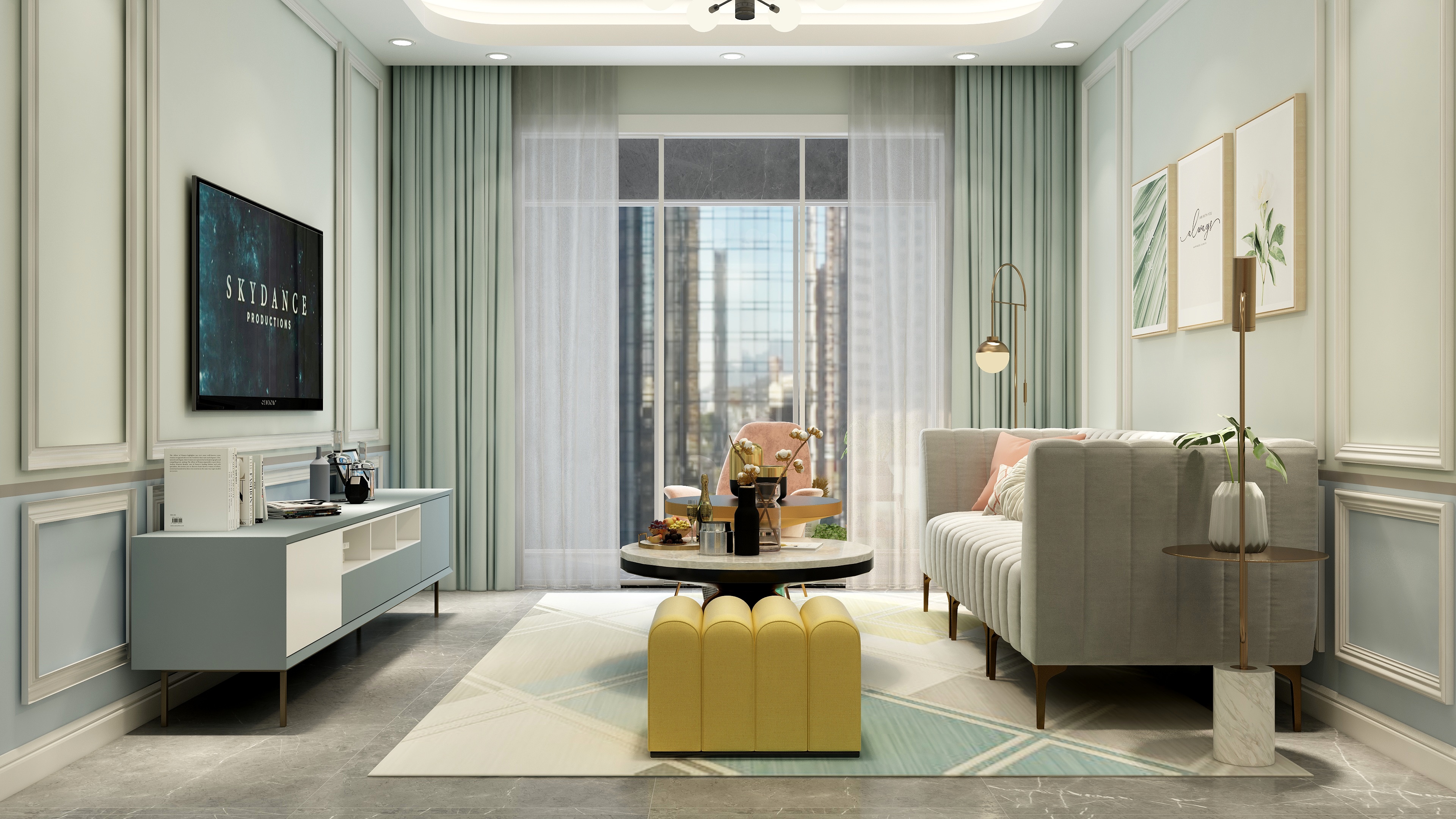 庄育霖-济南泰悦赫府40平北欧客餐厅装修效果图