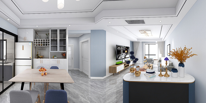 一休丨-香城苑两室清新简约风格-装修设计方案