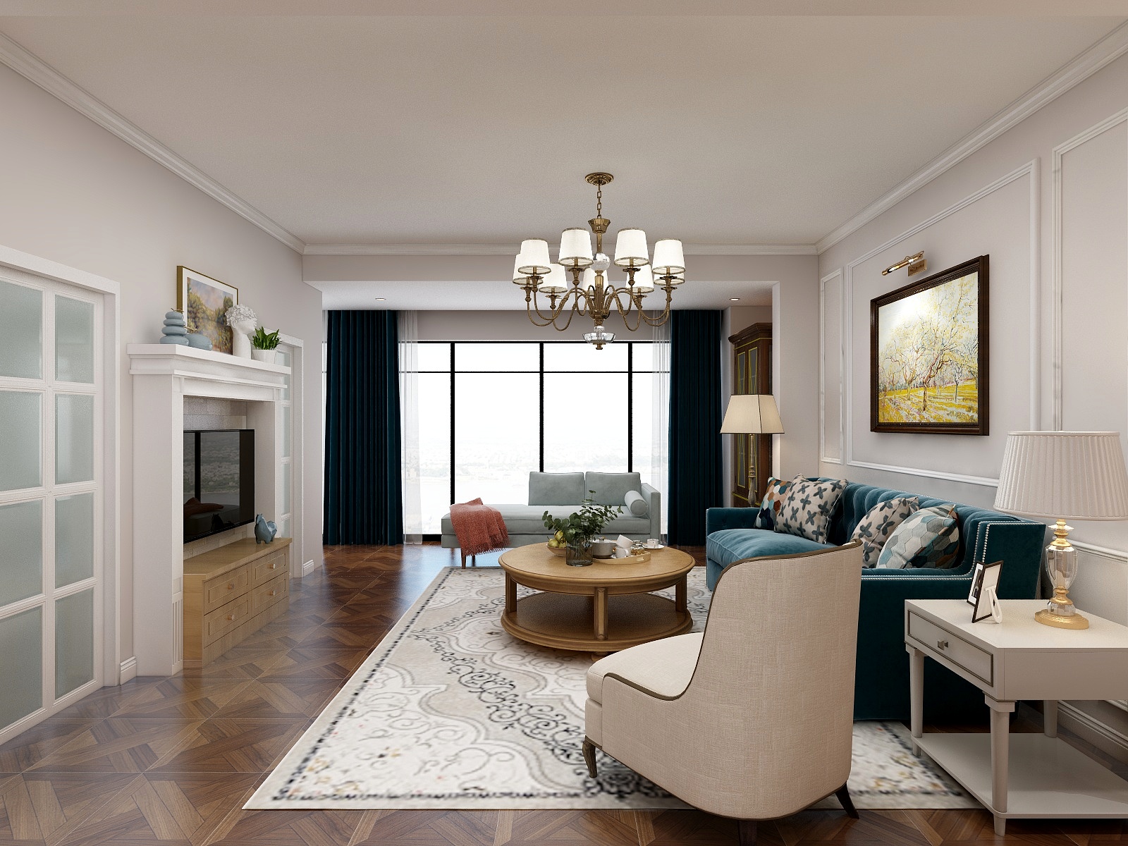 张娜娜-轻美式装修效果图