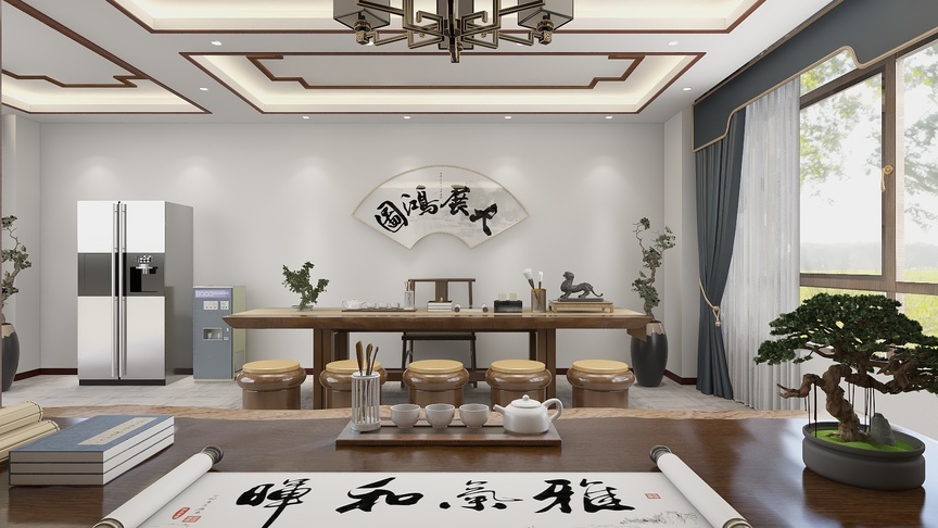 大理市美誉装饰工程有限公司-矿业公司董事长办公室装修效果图
