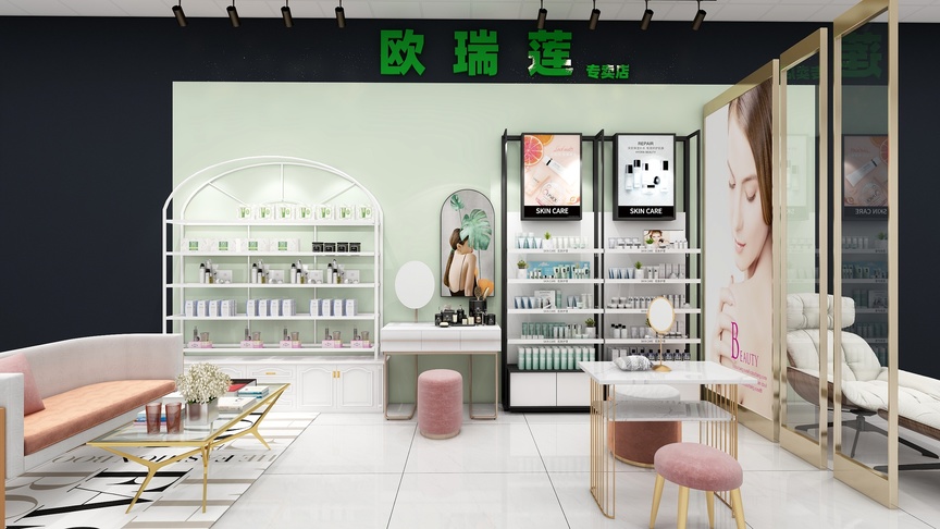 效果图tfr-新疆-化妆品专柜装修效果图