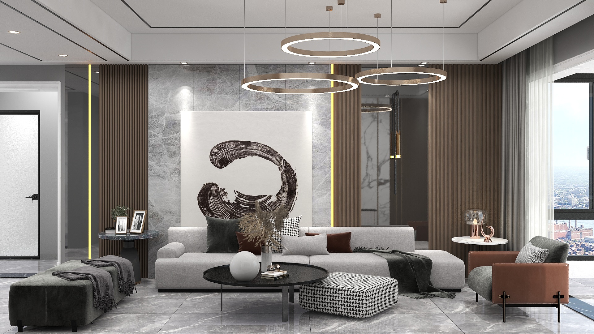 一品设计YP-现代黑白灰装修效果图