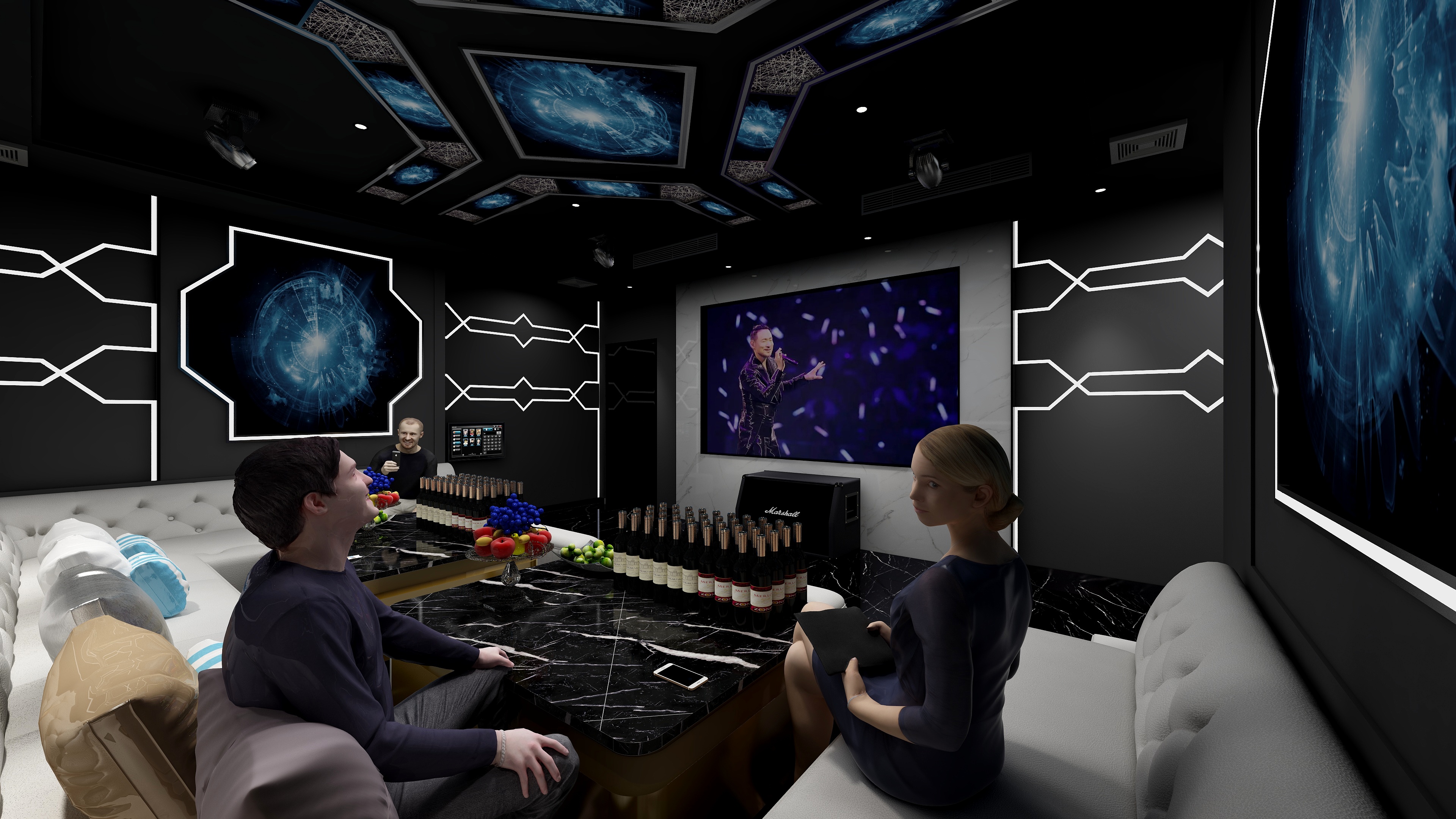 纯工坊装饰-电音4包厢平面图装修效果图