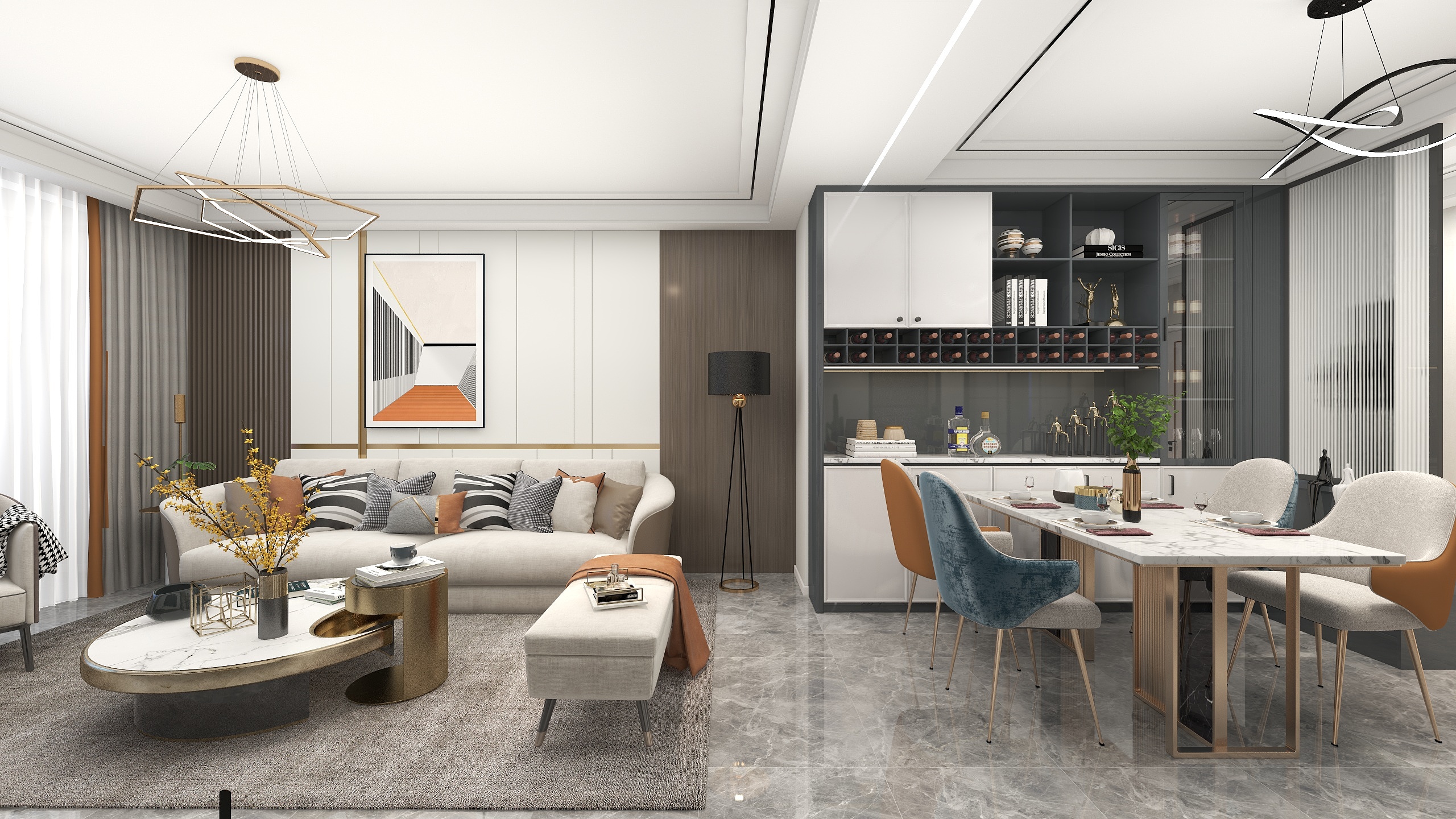 胡向前-都市|玉兰湾新中式装修效果图