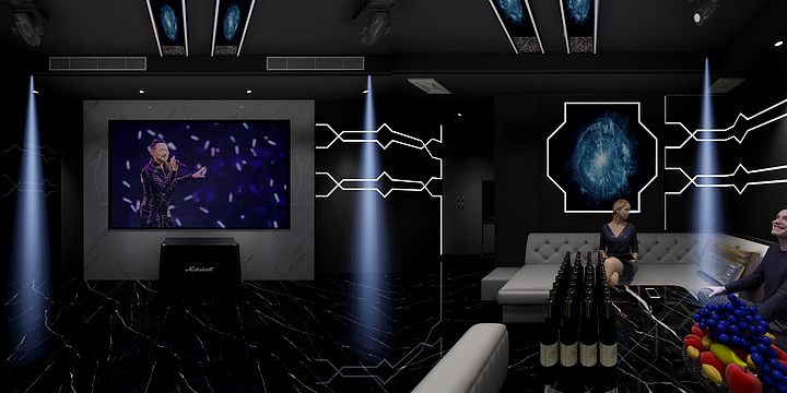 纯工坊装饰-电音4包厢平面图-装修设计方案