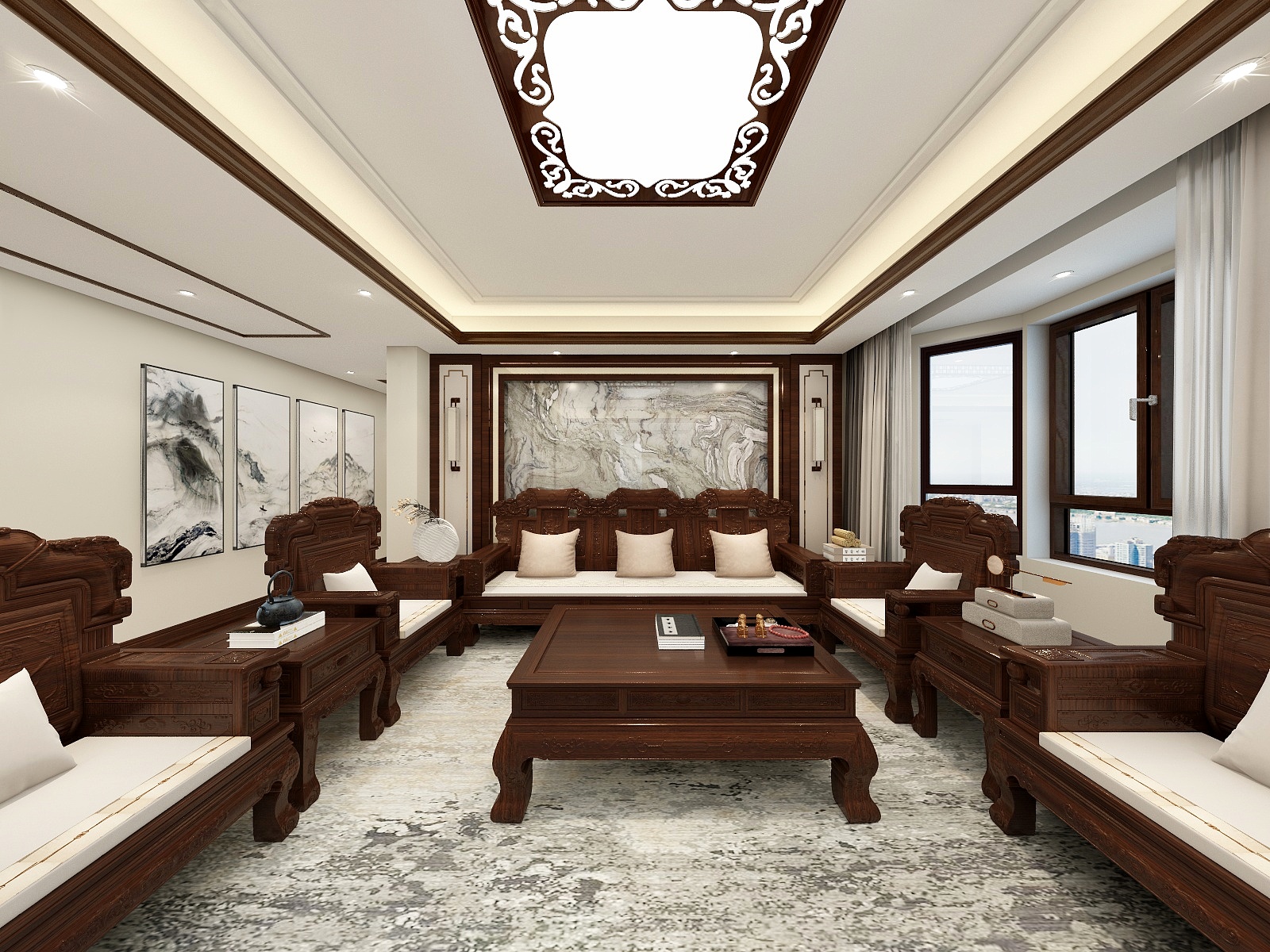 张凯-中式--办公室装修效果图