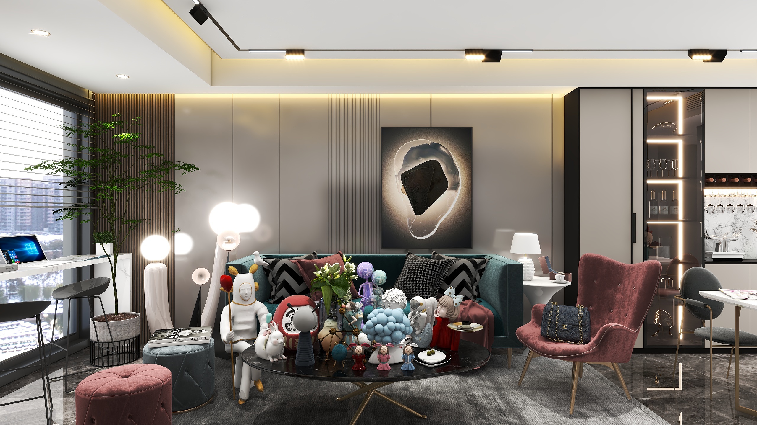 至简名设一张齐周-《像鱼》80平现代风格三居装修效果图