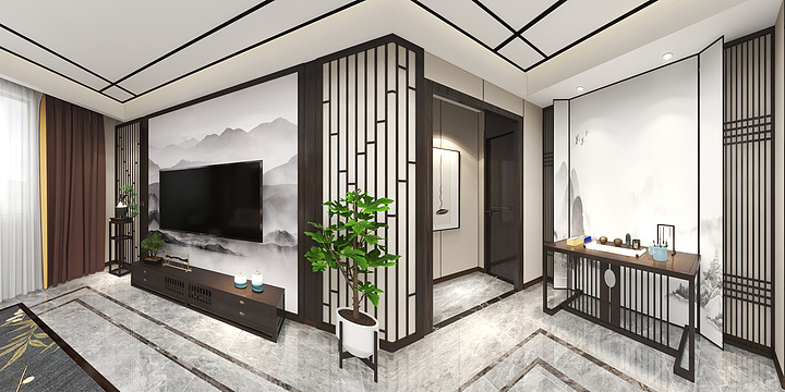 WT00-江山水岸套间（二室二厅105.35㎡主选方案)-装修设计方案