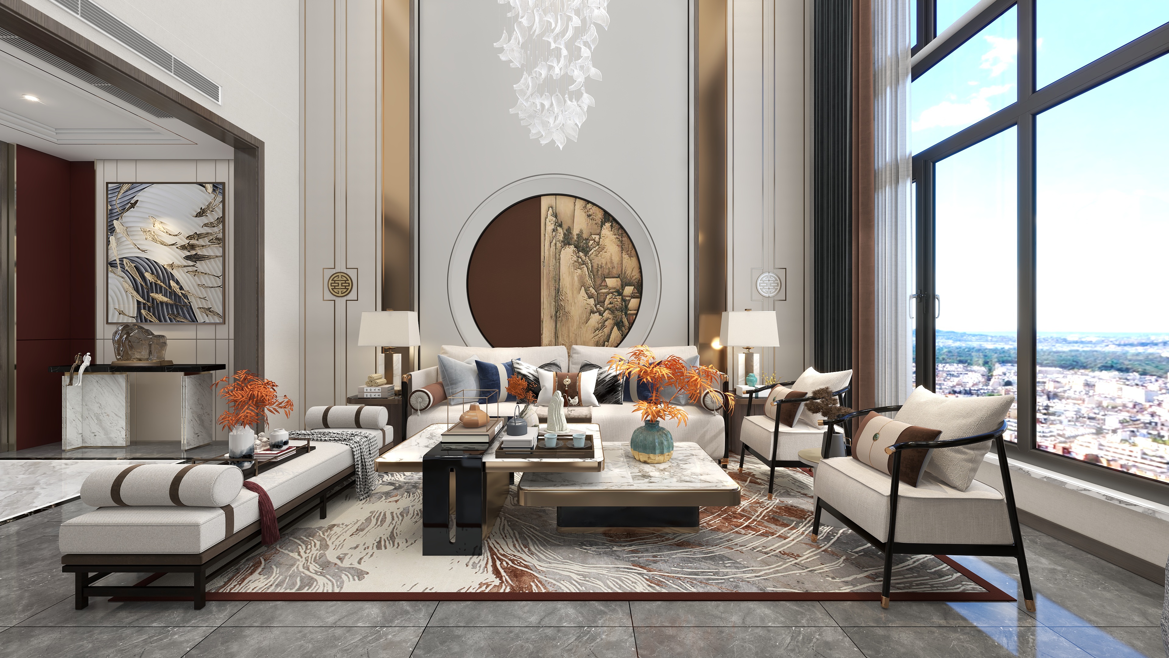 沈阳丶彭晨-320m²别墅新中式设计--装修设计方案