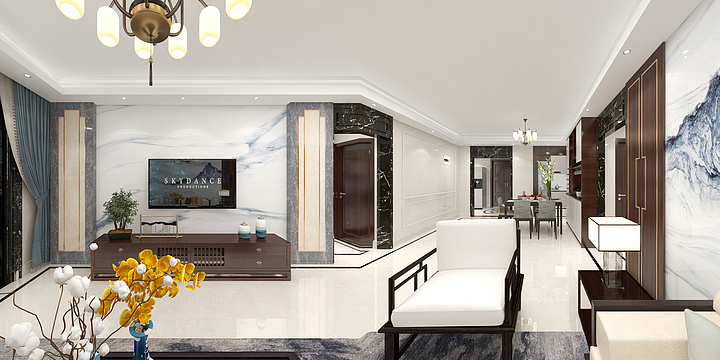 漫美石材背景墙-广州天河钟生-3.0-装修设计方案