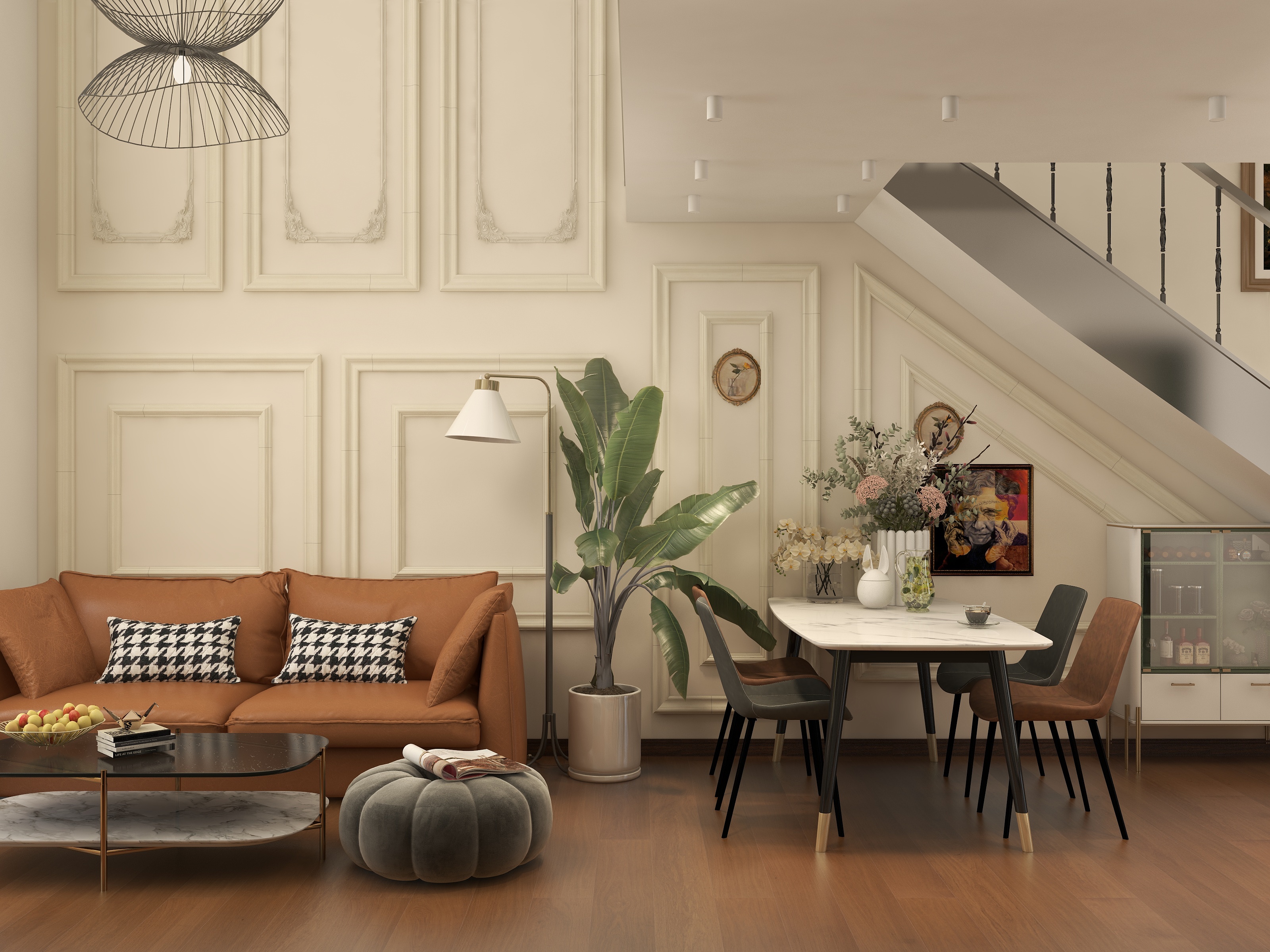 言色设计Lane-C2户型Retrogreen（复古混搭风格）装修效果图