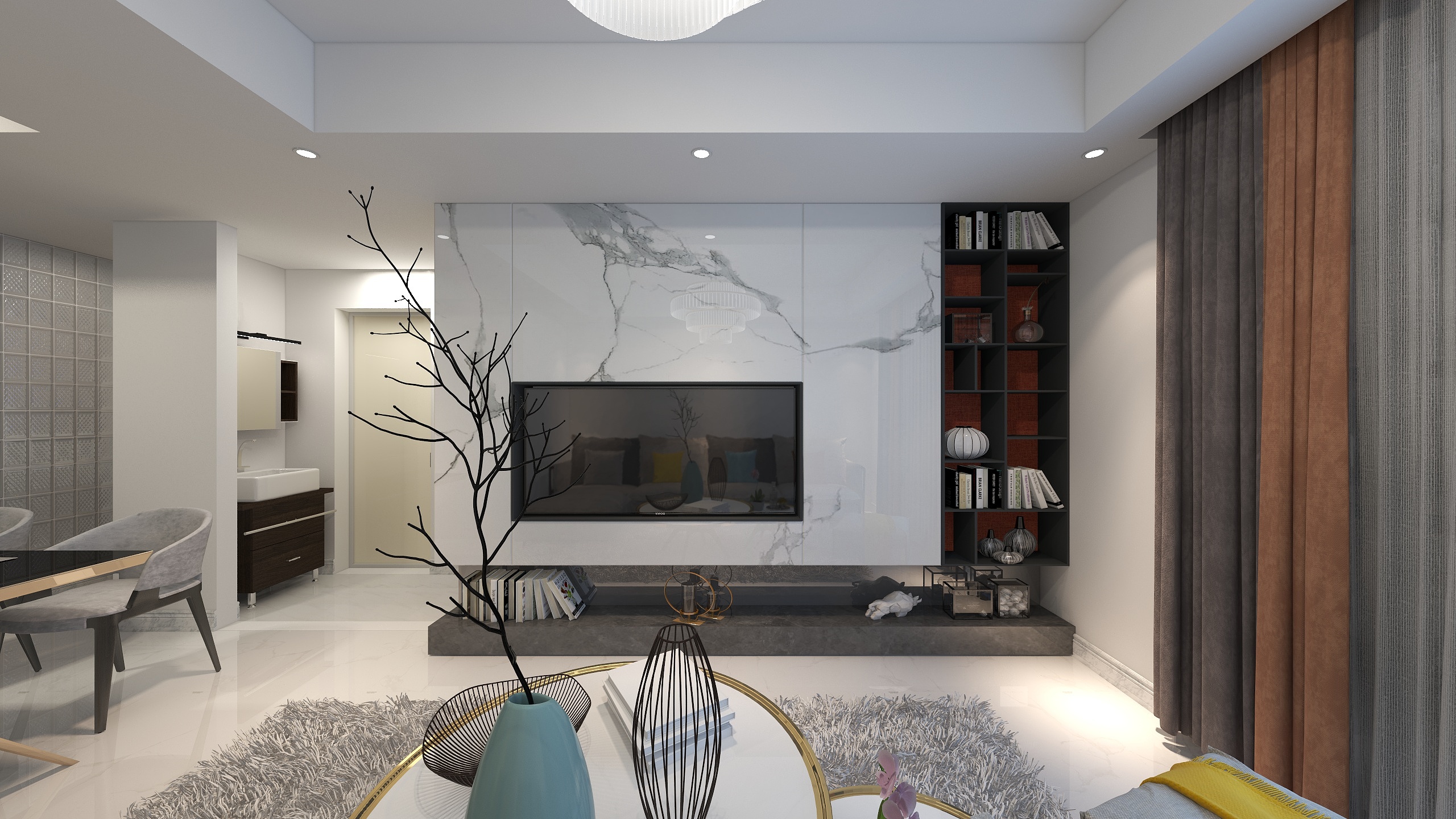 设计助手-休憩之地现代风格小城之春2室2厅-装修设计方案