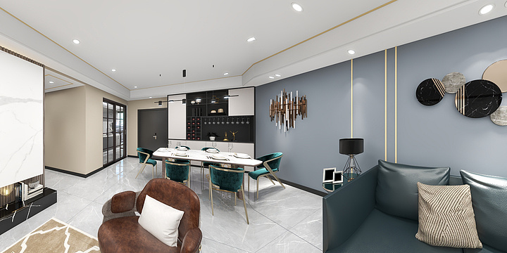 白澜-邦泰天筑一期104m²-轻奢风格全景表现-装修设计方案