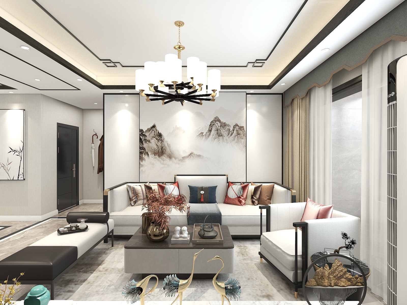 室内设计al-绿地新里城兰亭公馆新中式装修效果图