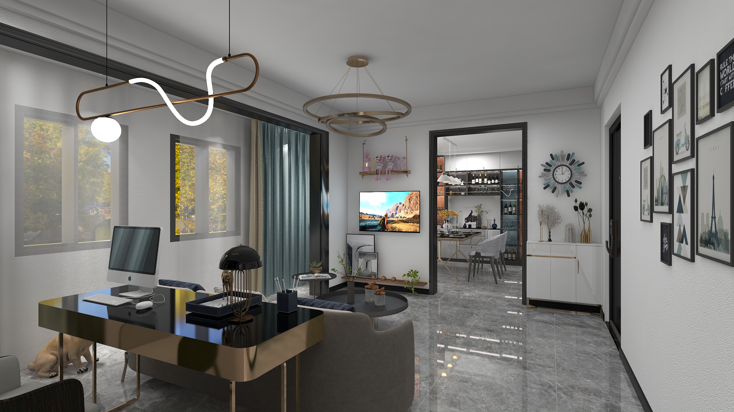 福鼎汪敏-瑞和园89.50㎡B户型3室2厅1卫装修效果图